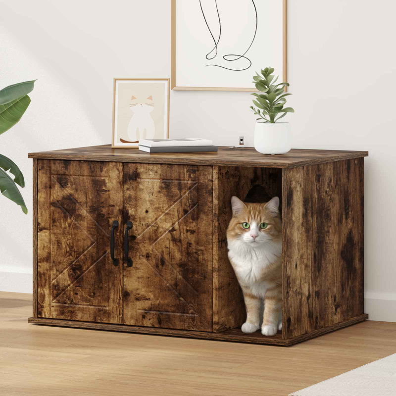 50.5cm H Cat Tree, Smoked Oak