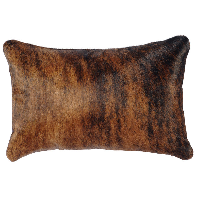 Wooded River Dark Brindle Leather Pillow - Leather Back, Hide