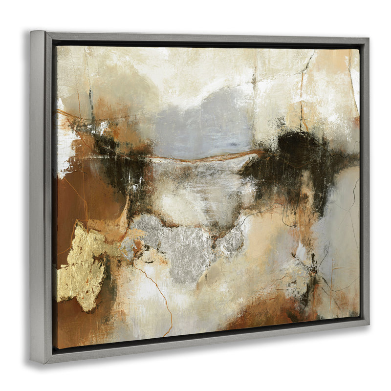 Cadre flottant unique à motif d'abstraction, conçu par Design Fabrikken, Cadre flottant gris lustré, H 17 po x l 21 po