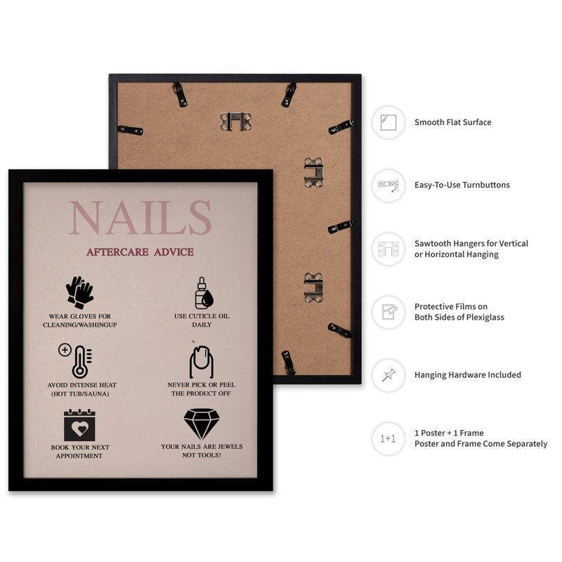 Conseils de suivi des ongles, Black Framed, Poster, 18"H x 24"W