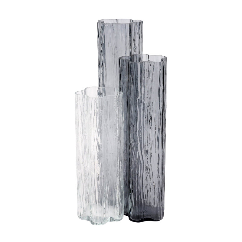 Flora Handmade Glass Table Vase, Gray