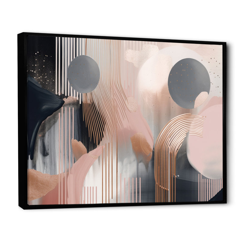 Whispers Of Marble II - Art abstrait marbré encadré, Cadre flottant noir, H 16 po x l 32 po x P 1 po