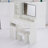 41" Large Size Left Drawer Desktop Vanity Table+Cushioned Stool, Extra Large Touch Control LED Mirror-115455513