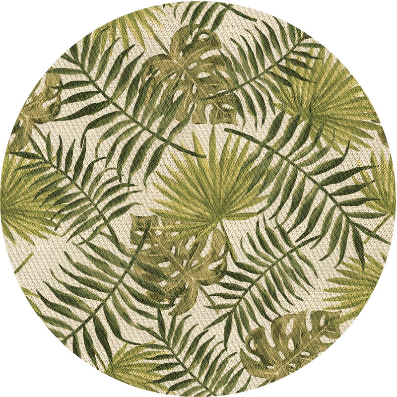 Floral Indoor Rug, Round 6'