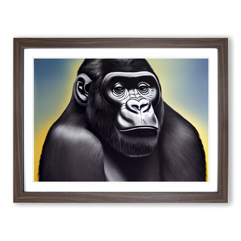 Illuminated Gorilla 1 Piece Single Picture Frame Wall Art, 46cm H x 64cm W, Brown