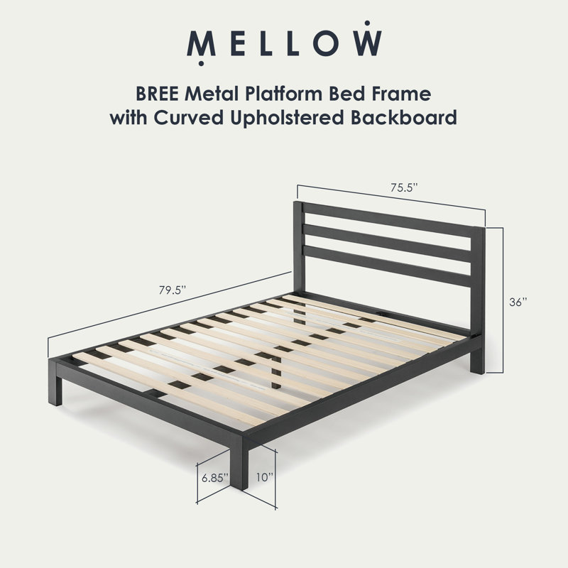 Mellow Modernista Classic Heavy Duty Platform Bed Frame w/ Headboard, 10 Inch, King