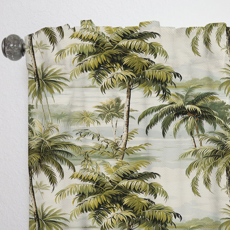Motif tropical de palmiers rétro - rideau floral - obscurcissement de la pièce en velours - 1 panneau, L 52 po x L 63 po