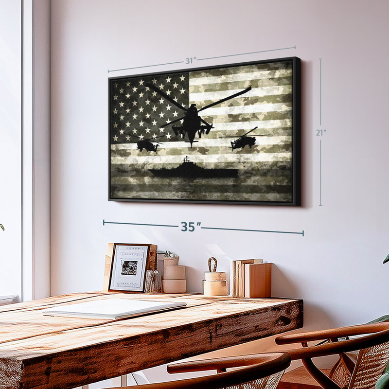 " Navy Camo USA Flag " Print, 21" H x 31" W
