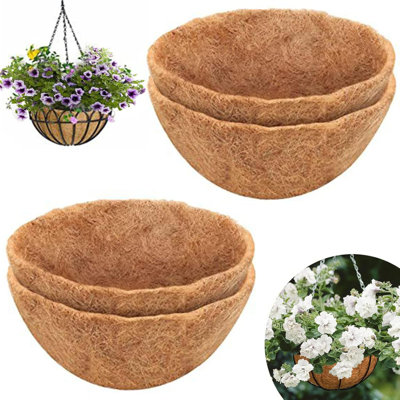 Hanging Basket Liner, Natural Coco Fiber Liners For Round And Trough Hanging Baskets, Round Coconut Fiber Replacement Liners For Flowers, Indoor Outdoor Garden Balcony (2Pcs, 16 Inch)