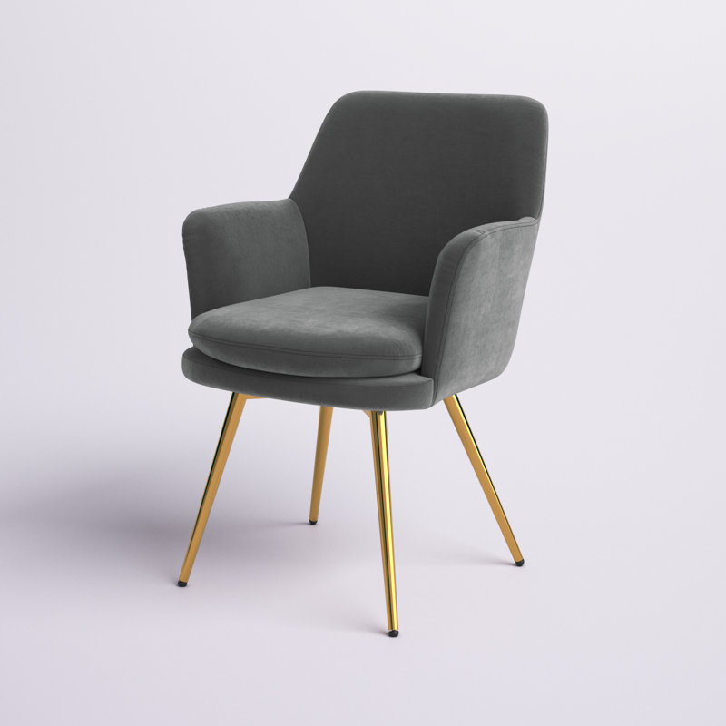 Reyansh Velvet Armchair, Gray Velvet