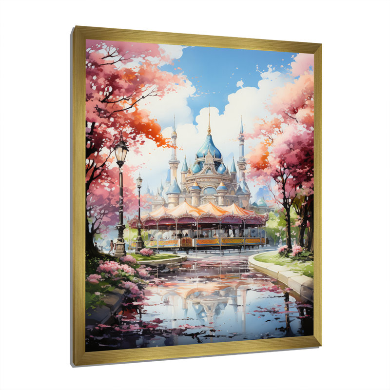 Yeiren Carousel Whimsical Delight VII, reproduction d'art sur toile, H 20 po x l 12 po x P 1 po, Encadrement doré