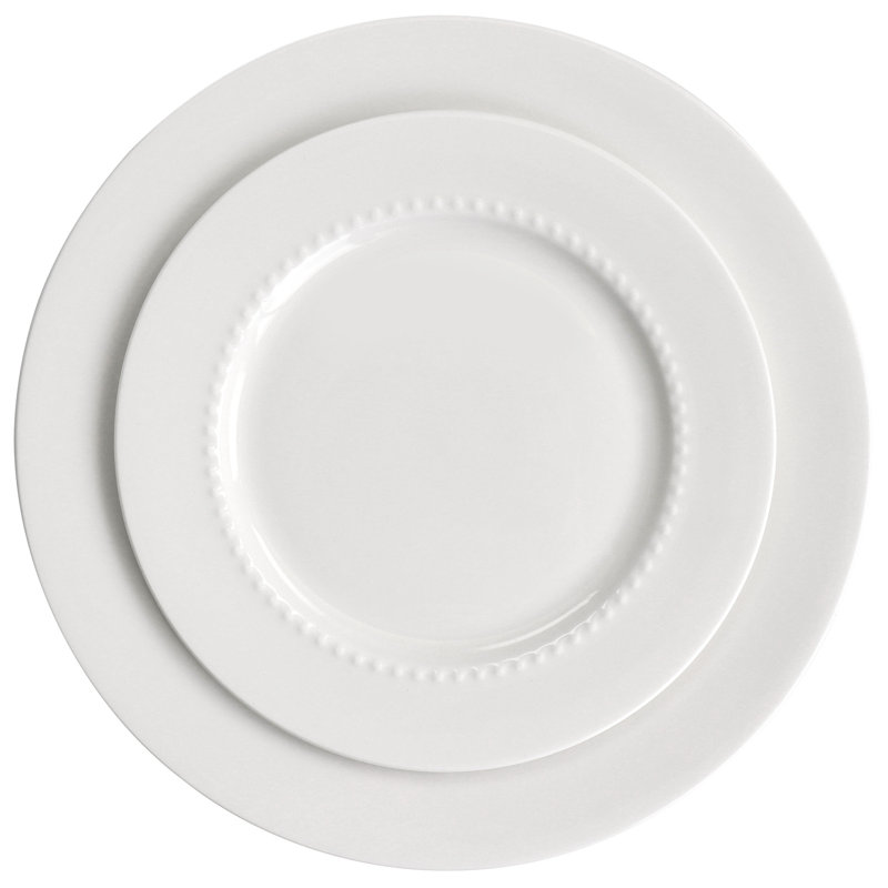 White Porcelain Embossed 16-Piece Dinnerware Set, Service for 4