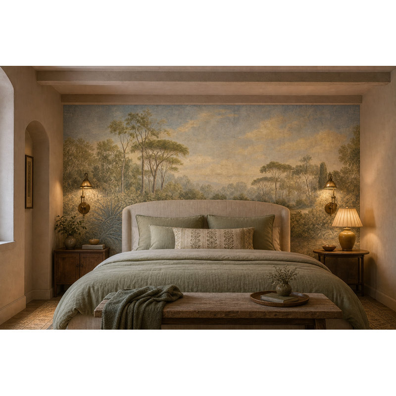 Papier peint ciel nuageux, décor pastoral, décoration murale rétro, 200 po x 120 po, Texturé non collé