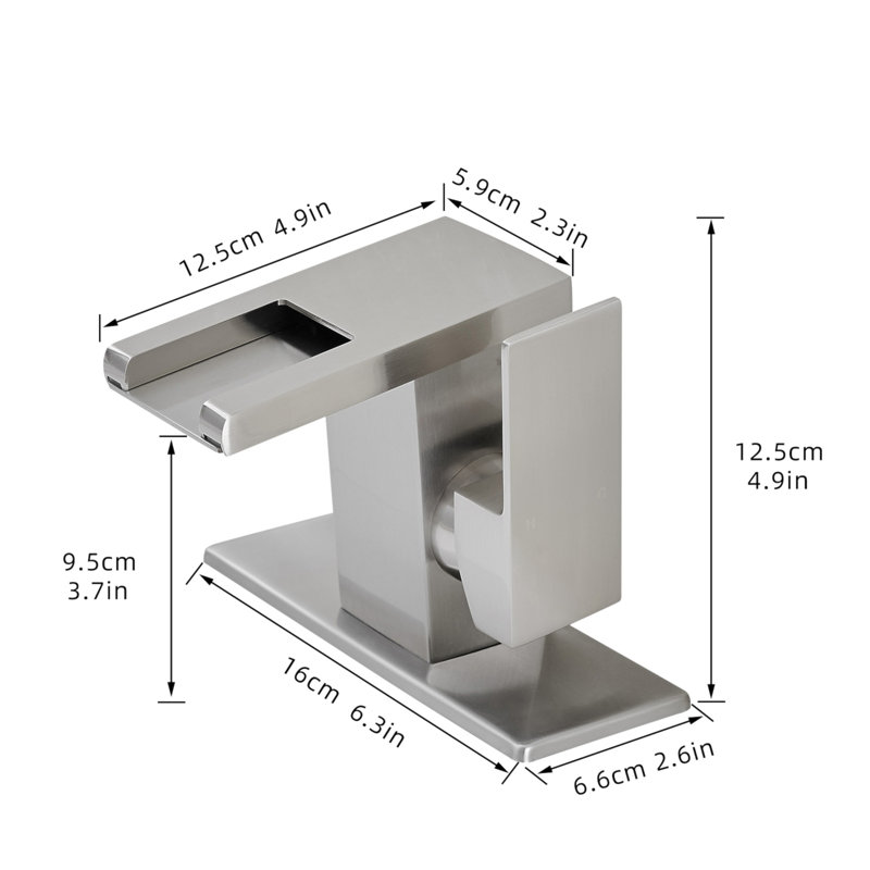 Bathroom Sink Faucet LED Light 3 Colors Changing Waterfall Glass Spout Hot Cold Water Mixer Single Handle One Hole Deck Mounted Bathroom Faucet Lavatory Vanity Basin Bath Plumbing Fixtures