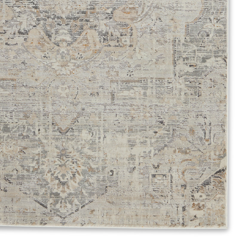 Acadia Reversible Gray Medallion 10' x 14' Synthetic Area Rug
