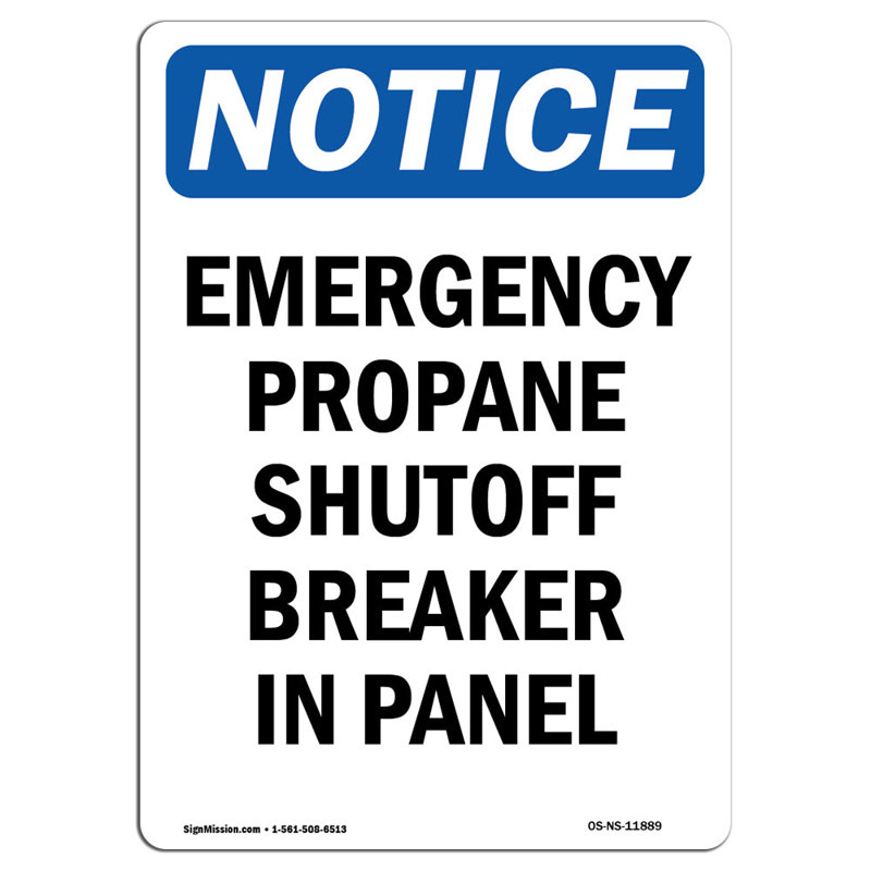 Panneau d'arrêt d'urgence au propane