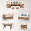 Ensemble de canapé modulaire d'extérieur 6 pièces avec coussins de confort 6 pièces
