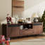 Meuble télé Mid-Century en bois avec design cannelé, station de charge intégrée et tiroir de rangement, console multimédia pour téléviseur de 65 po ou moins-1634997885-1634997880