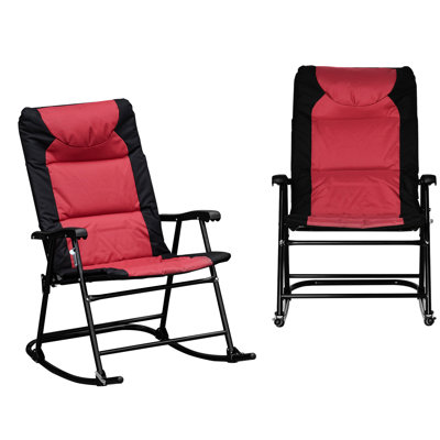 Lot de 2 chaises berçantes d'extérieur rouges - Idéal pour la véranda, le camping et le balcon. Conception ergonomique, tissu respirant, structure en acier, supporte jusqu'à 120 kg.