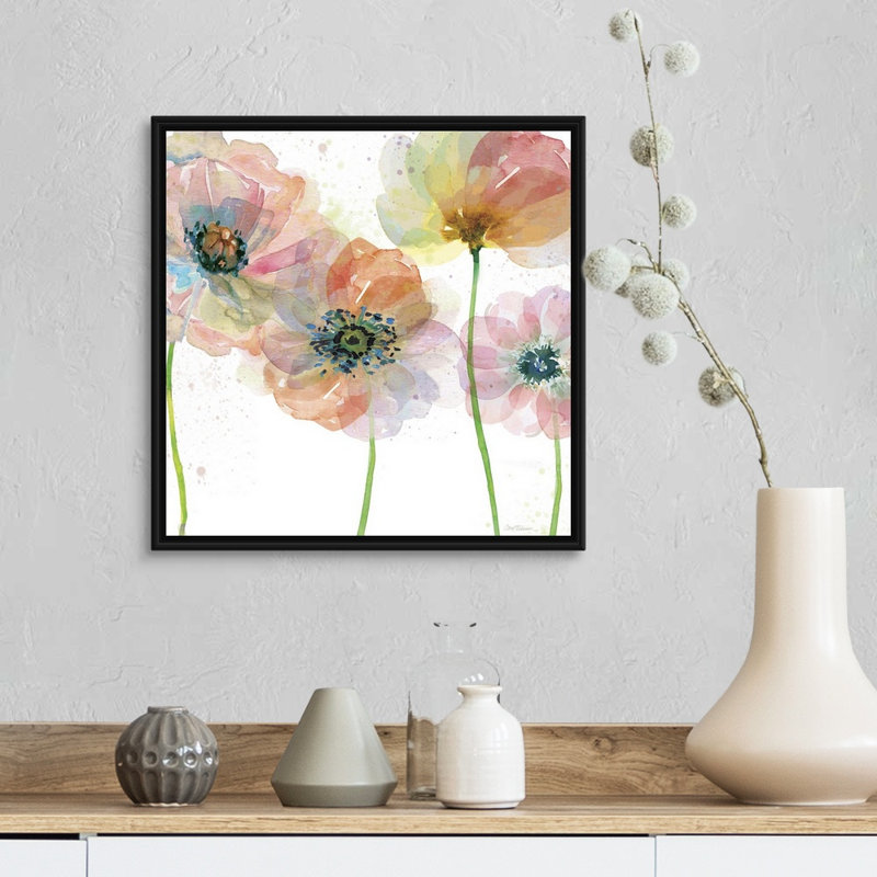 «Summer Fields I», reproduction d'art sur toile, Cadre flottant noir, H 17,7 po x l 17,7 po x P 1,75 po