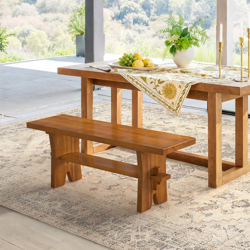 Dorian Solid Wood Entryway Bench, 18" H x 47" W x 13" D