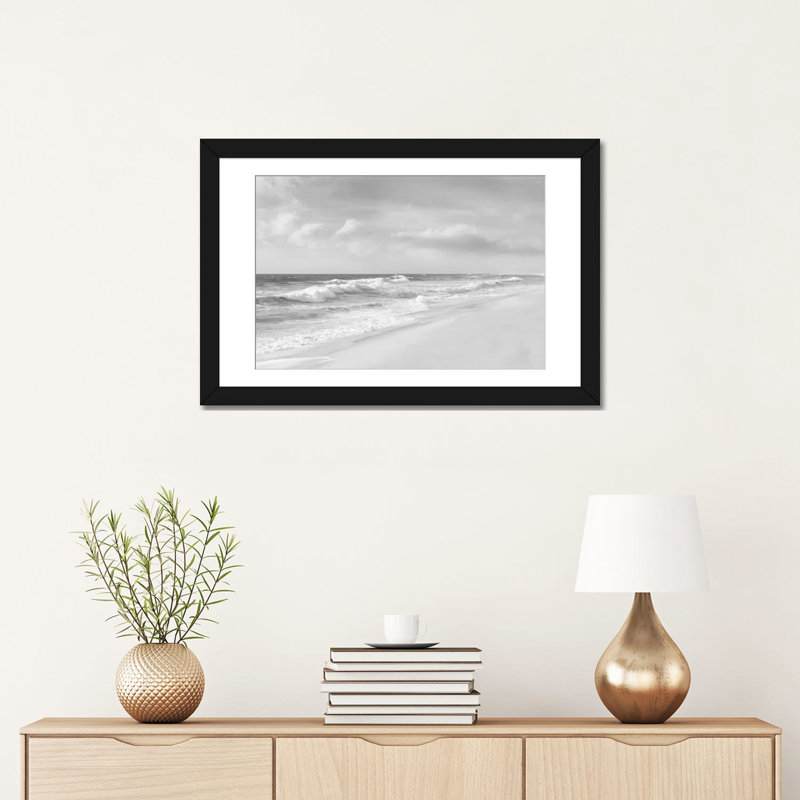 Hamptons V - reproduction de photo sur toile, H 16 po x l 24 po x P 1 po, Papier d'art encadré noir, Blanc