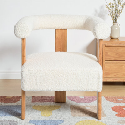 Fauteuil demi-tonneau Mid-Century moderne en velours blanc crème - Des sièges élégants et confortables pour n'importe quelle pièce