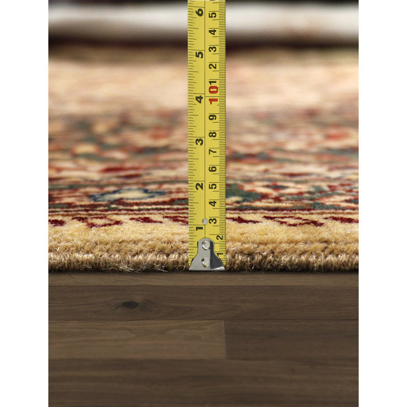 Handmade Beige Floral Wool Square Rug 10' x 10'4"