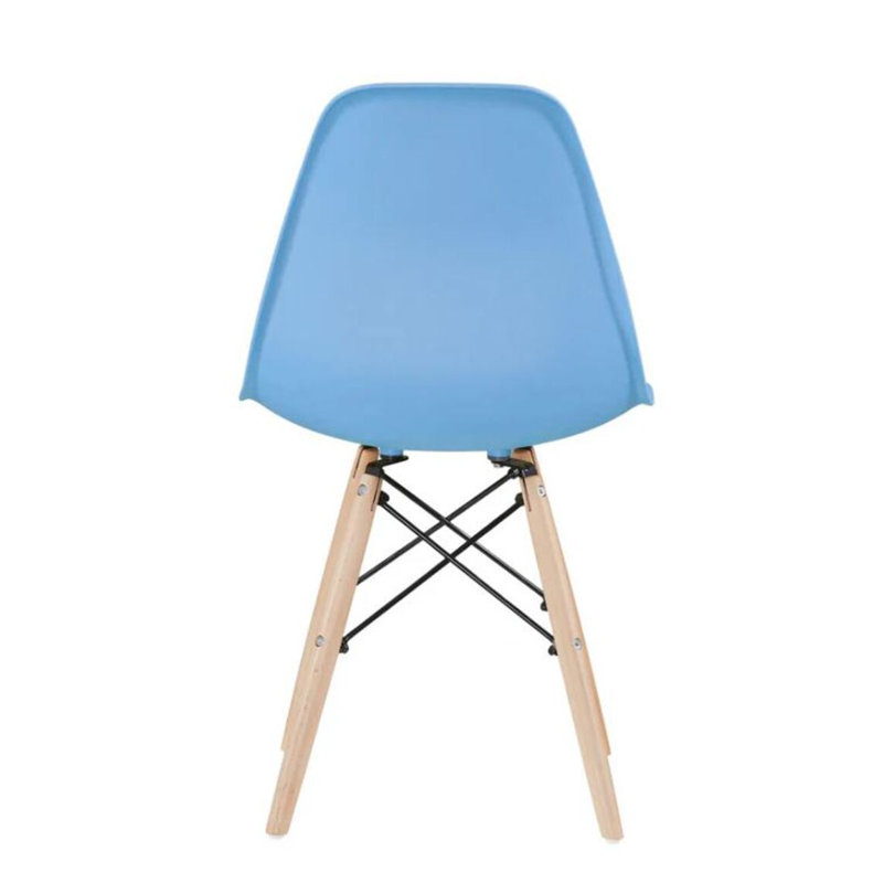 Chaise Hrileena Leffie avec pieds naturels, Bleu, Naturel