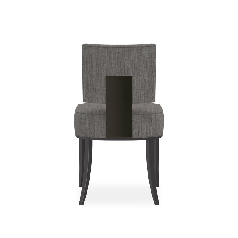 Caracole Classic Upholstered Dining Chair, Gray, Black/Bronze