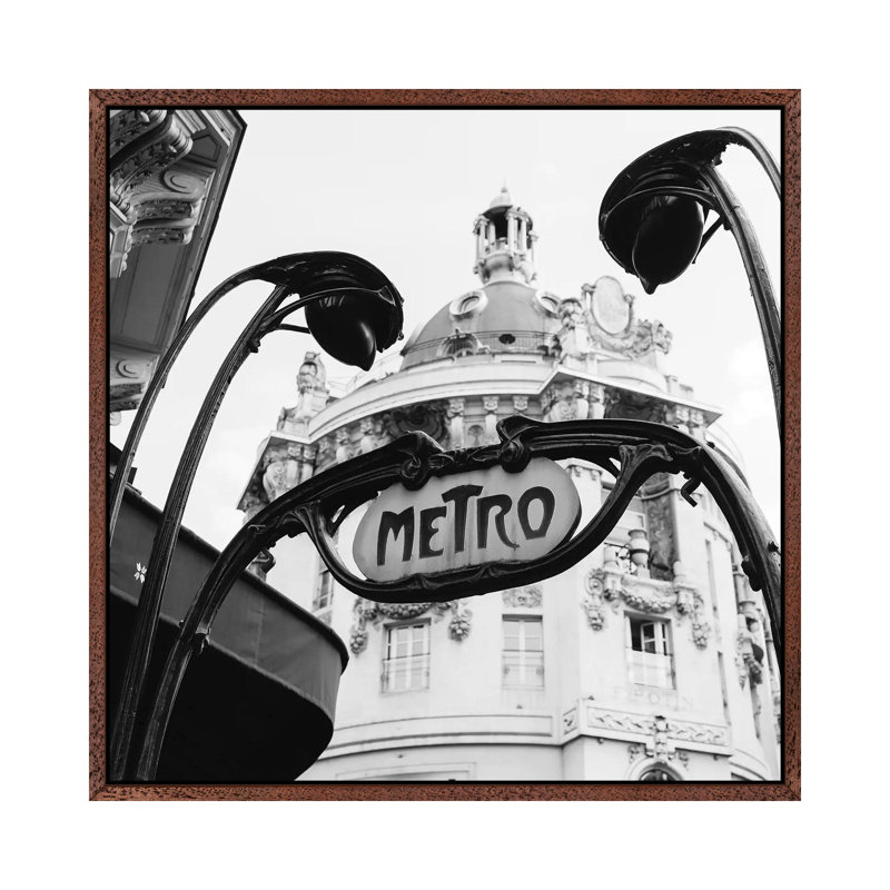 Paris Metro V by Bethany Young - Print on Canvas, 93.98cm H x 93.98cm W x 3.81cm D, Classic Brown Wood Framed