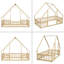 Lit de plancher en bois en forme de maison avec clôture, garde-corps-14222340-14222341