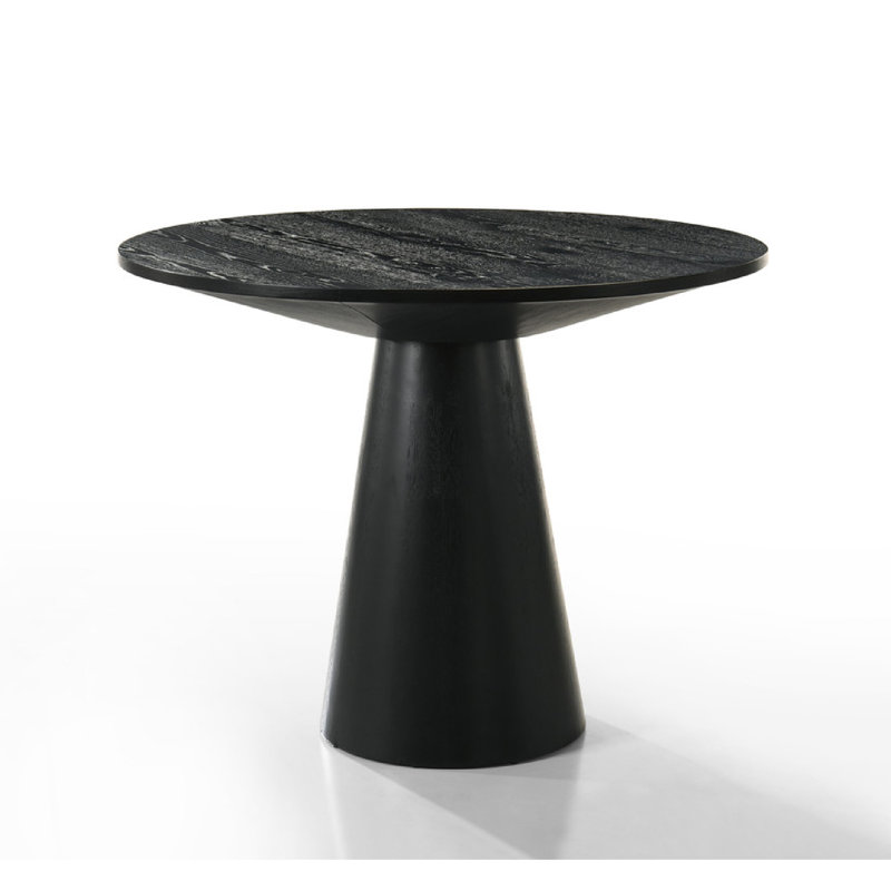 Table de salle à manger à hauteur de comptoir Kiy, plateau de 47 po, base piédestal noir ébène