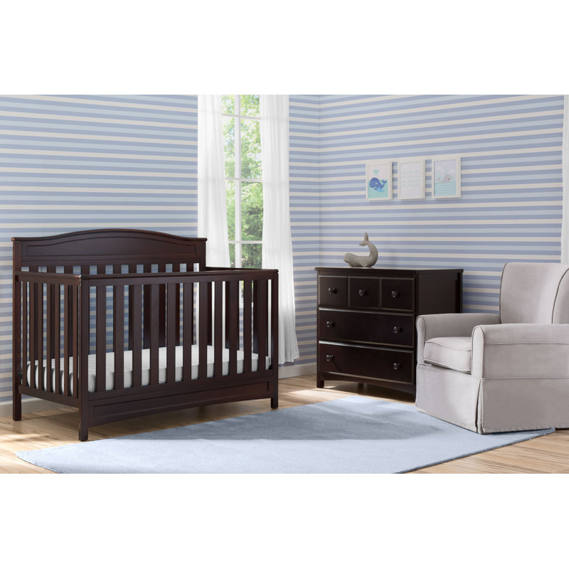 Emery Dark Chocolate 4-in-1 Convertible Crib with Curved Headboard