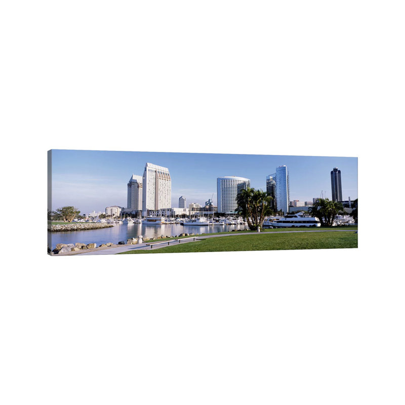 Panoramic View of Marina Park and City Skyline, San Diego, California, USA 1 Piece Wrapped Canvas Panoramic Wall Art