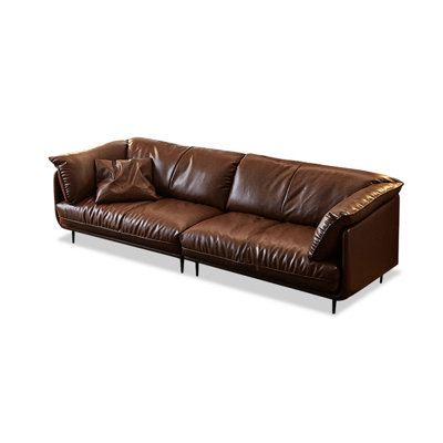 Brown Genuine Leather Modular Sofa cushion couch