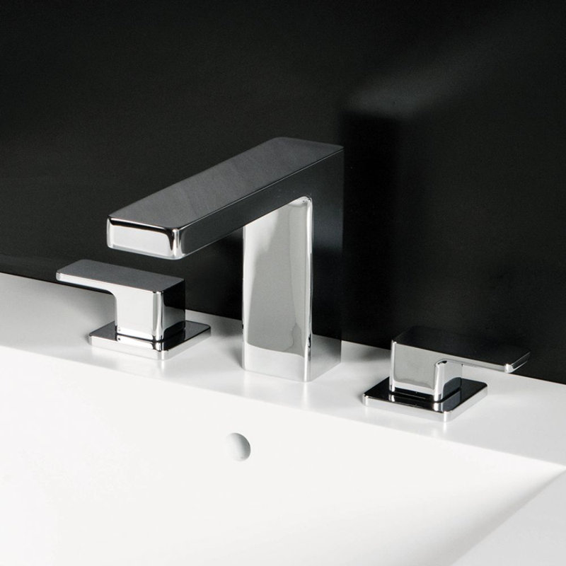Eleganza Widespread Bathroom Faucet with Drain Assembly, Polished Chrome, Lever Handle
