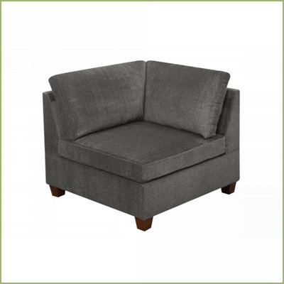 Canapé modulaire de coin en coin pour salon - tissu chenille gris doux | Gris | Chenille | Dossier rembourré