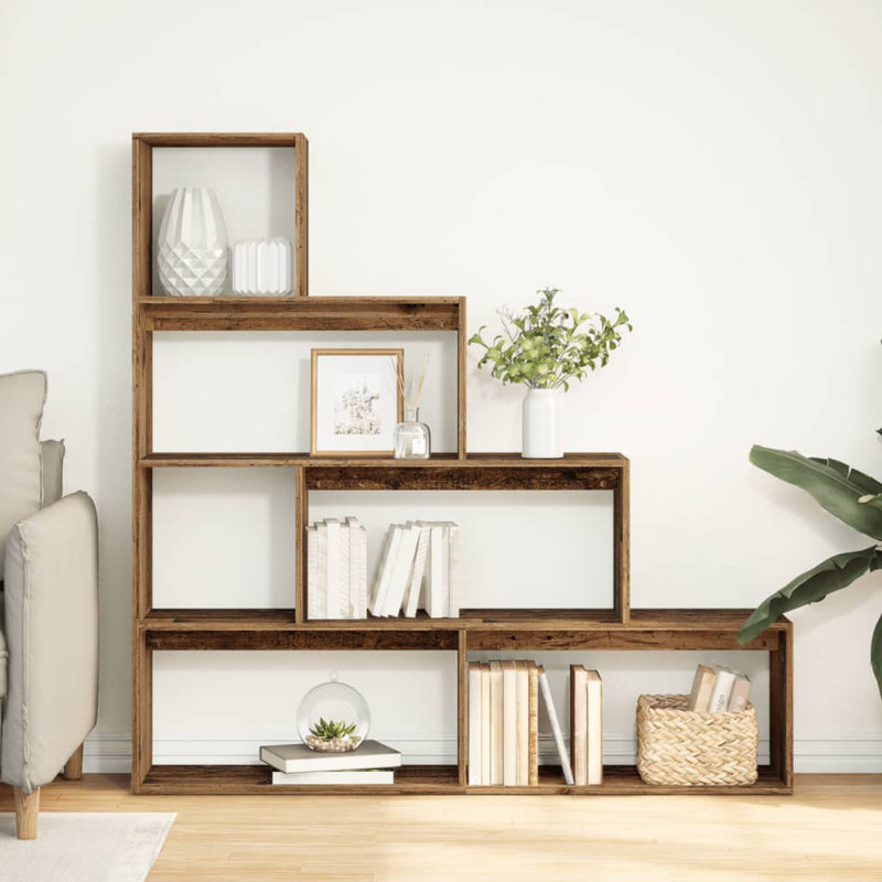 Andreca 143.5 cm H x 143.5 cm W Bookcase, (4 Shelves) 143.5cm H x 143.5cm W x 29cm D, Old Wood