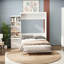 Lit escamotable vertical moderne avec tablette et tiroirs, lit mural blanc compact pour les chambres et les chambres d'amis