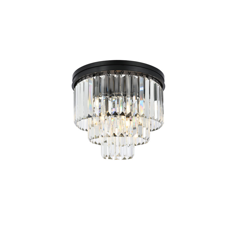 Yazmin Crystal Flush Mount, Matte Black, Clear