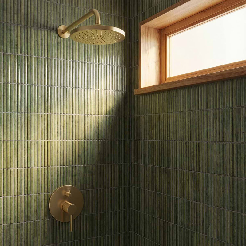 Curve Fluted 6X12 3D Glossy Ceramic Tile, Green
