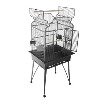 Mayton 65 in. Iron Victorian Top Floor Bird Cage with Wheels with Stand with Perch with Tray