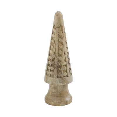 Natural Wooden Carved Cone Tree Large