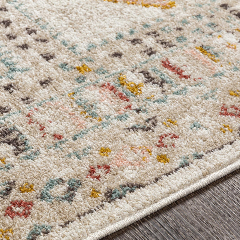 Tapis rose pâle / bleu sarcelle Laurentina Southwestern, Carré 6 pi 7 po
