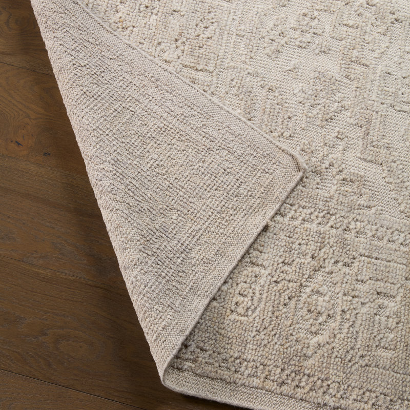 Pranhita APS04 Tapis ivoire damas noué à la main (échantillon de 18 pouces)
