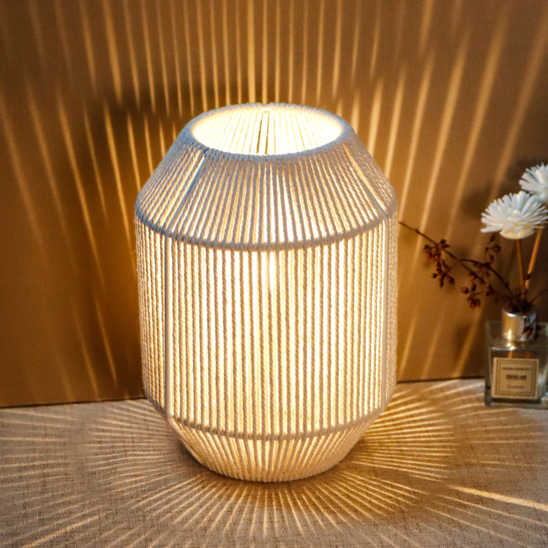 Lampe de table avec abat-jour tissé JHY DESIGN H 8,5 po en corde de coton?