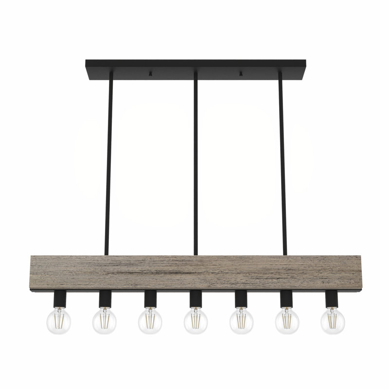 Donelson 7 - Light Kitchen Island Linear Pendant, Rustic Iron