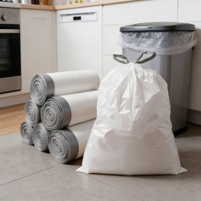 Sacs à ordures robustes à cordon, 270 sacs de poubelle pré-séparés pour cuisine de 6 à 7 gallons, résistant aux fuites et aux déchirures pour la maison et le bureau