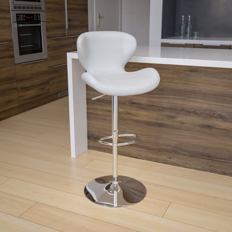 Oakgrove Swivel Upholstered Adjustable Height Counter Stool with Metal Frame, White